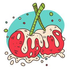 Cherries in chocolate cartoon