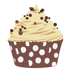 Chocolate chip cupcake illustration