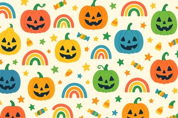 Colorful Halloween pumpkin pattern