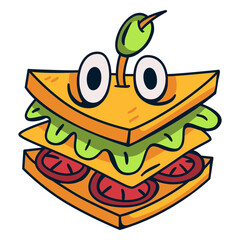 Crazy sandwich food character cartoon