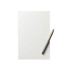 Blank sheet of paper with a pen resting on it.