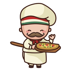 Cute chef with pizza