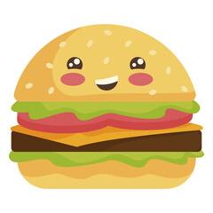 Flat kawaii hamburger