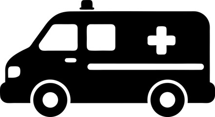 An Ambulance Vehicle Clean Vector Silhouette Solid