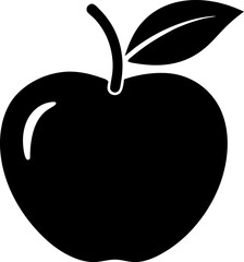 An Apple with a Leaf Clean Vector Silhouette Minimalist