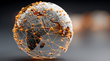 the image shows a representation of the planet, where the continents are depicted as a dense collection of tiny blocks