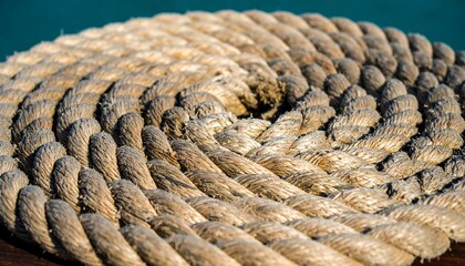 Closeup of coiled nautical rope