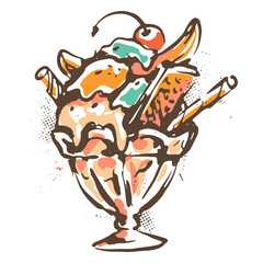 Large watercolor banana split