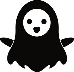Cute Ghost Silhouette Vector Illustration Black and White