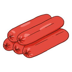 Meat hot dog food color stroke