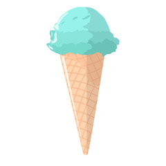 Mint ice cream cone illustration