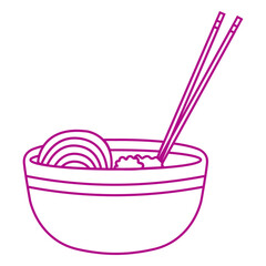 Noodles asian food and chopsticks