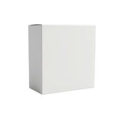 Blank white cardboard box isolated on black background.