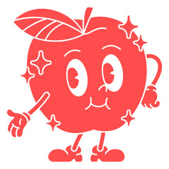 Red cartoon apple with a smile