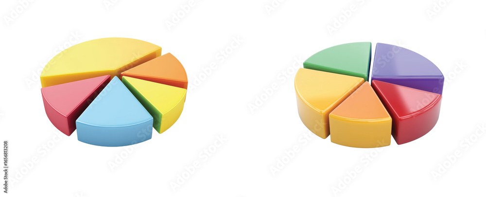 Poster circular diagrams with varied segments in different sizes 3d