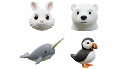 Naklejka premium Animal figurines on white background