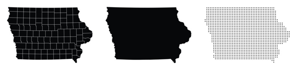 Iowa of USA map fill, fill with stroke and dotted map vector illustration