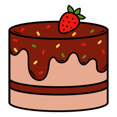 Strawberry cake color stroke