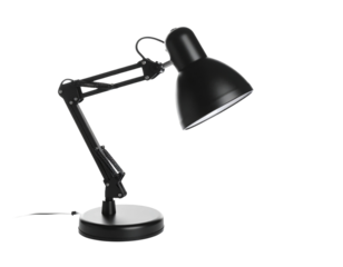  Sleek Black Desk Lamp with Adjustable Arm Isolated on White PNG