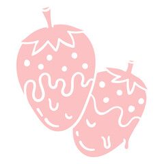 Two light pink strawberries