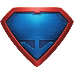 Superhero emblem shield red and blue isolated on transparent background