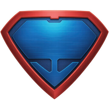 Superhero emblem shield red and blue isolated on transparent background
