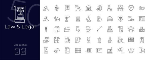 Law And Legal Line Editable Icons set. Vector illustration in modern thin line style of Law And Legal icons: legal, justice, crime, etc