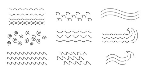 Collection of hand drawn abstract wavy lines and patterns