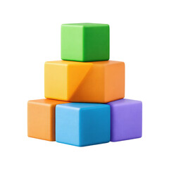 Colorful, stacked cubes forming a pyramid shape