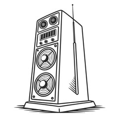 Vector illustration of modern household electronics with a black acoustic speaker