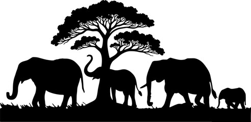 Elephant Family Scene SVG © Joe