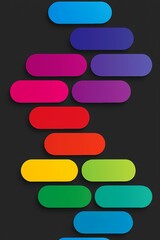 Obraz premium Colorful abstract rounded rectangles stacked vertically on a dark background