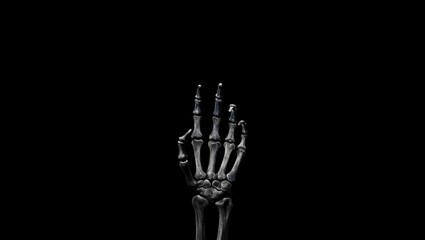 Skeleton hand reaching out from the bottom, holding space for event text.