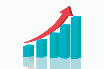 3d bar chart illustrating upward growth and financial progress