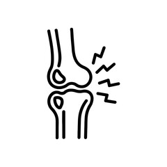 Obraz premium Knee pain icon for joint injury and arthritis vector symbol.