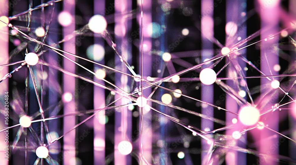 Poster abstract network of light dots connected by fragile lines. represents complex digital and artificial