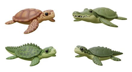 Four reptile figures displayed on white background