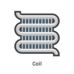 Coil panel vector icon. Aluminum or copper pipes combined with fin. Component in condenser units and radiators for heat ventilation. Ideal for HVAC systems, air conditioning, refrigeration visuals.