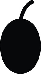 Vector Illustrator plum simple fruit silhouette isolated on white