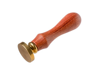 One wax stamp with wooden handle isolated on white