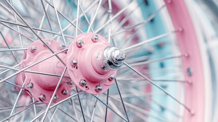 Close-up view of a bike wheel hub.