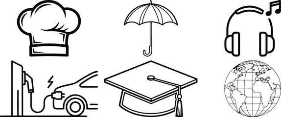 Collection of icons representing various industries and services