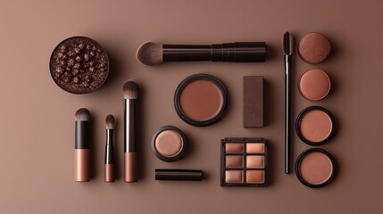 composition with different cosmetics on dark background