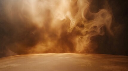 Steam from hot sand in a dark room