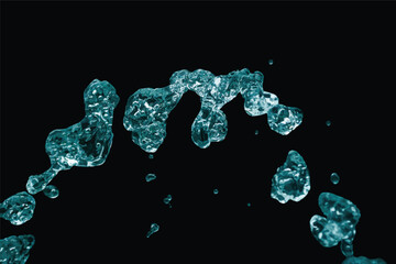 Flying Drops of Turquoise Water that Take on Unreal Shapes - The Fifth Frame of Set - Graphic Design