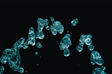 Flying Drops of Turquoise Water that Take on Unreal Shapes - The Fourth Frame of Set - Graphic Design