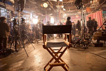 Film set interior with a director's chair