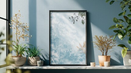 modern living room design with plants and sofa.