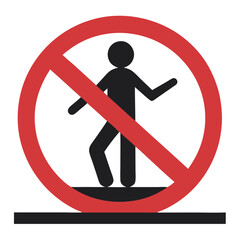 Circular prohibition symbol with red cross and white background