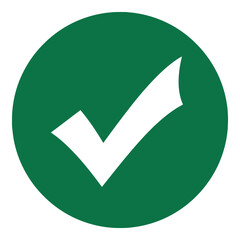 Vector art of green circle with a white check mark, symbolizing approval or correctness